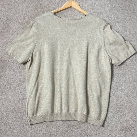 Alfred Dunner Sweater Short Sleeve Cotton Blend Fall Flower Embellished Size XL - Picture 7 of 12